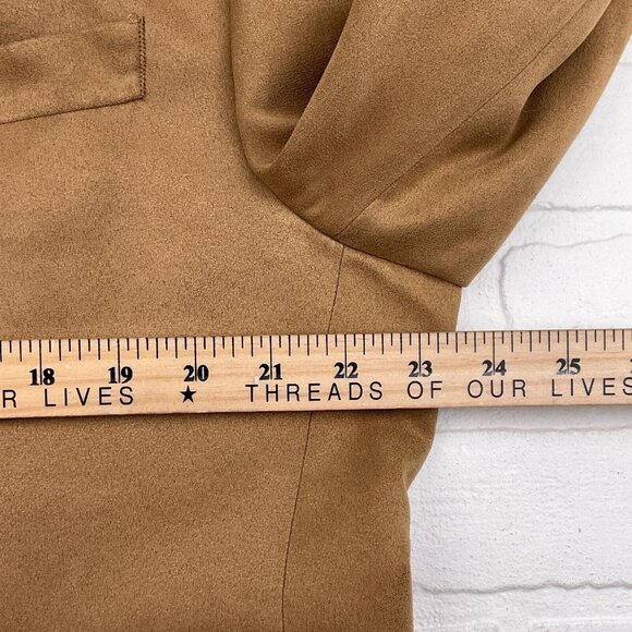 Chaps Blazer Men 42R Tan Camel Microfiber Soft Faux Suede Classic Career Jacket - Picture 11 of 16